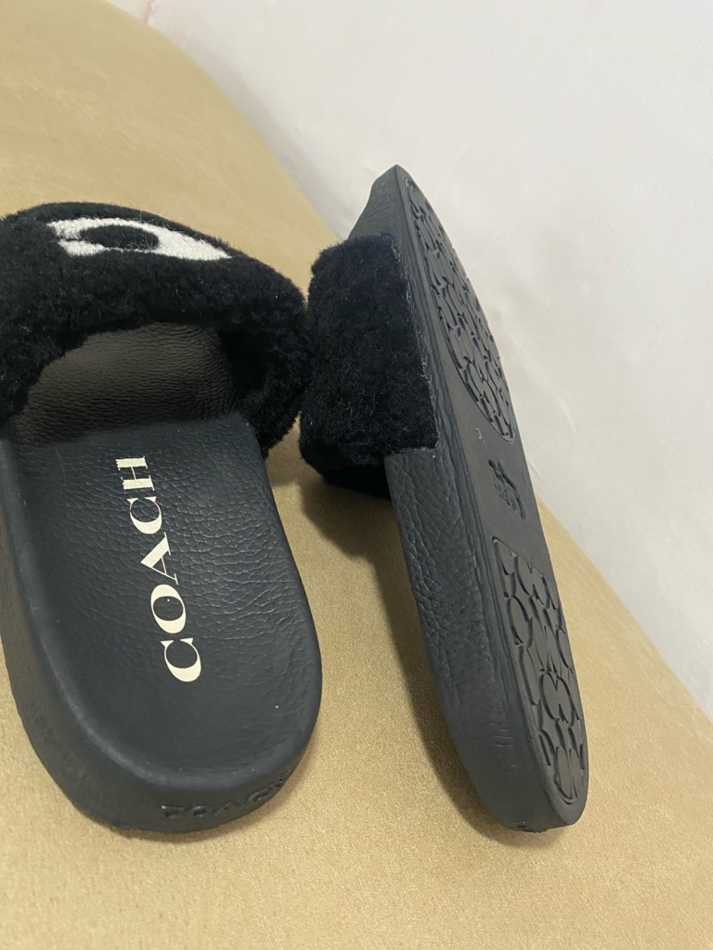 Coach Black Slide Sandals with White Logo Detail - Picture 8 of 12